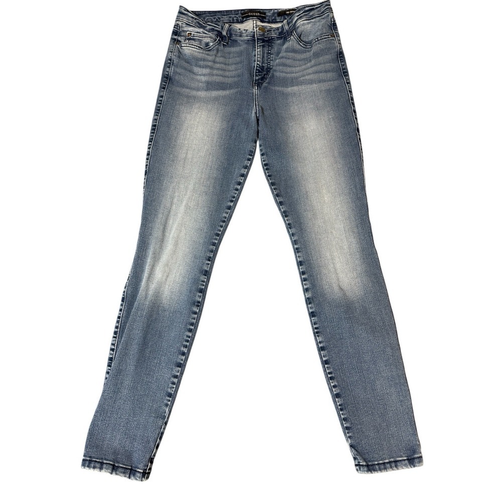 Guess Jeans 1981 Skinny Jeans Size 27 Mid Rise Med. Blue Light‎ Acid Wash 27x26